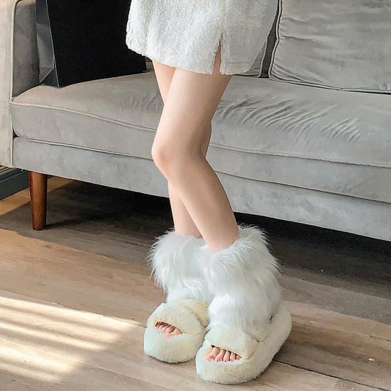 Yousheng Fuzzy Leg Warmers Women Knee Length Faux Fur Leg Warmers Winter Long Boots Shoes Cuff Cover for Girls Street Party Daily Wear