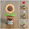 Crochet Flowers Potted Valentine's Day Gift Woven Sunflowers Crochet Ornament with DIY Note Card Desk Ornament Birthday Gift
