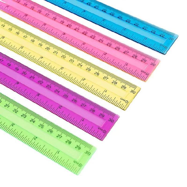 4Pcs 12Inch Clear Rulers Drawing Ruler Math Ruler Measuring Ruler Measuring Tool for Drawing Drafting Measuring