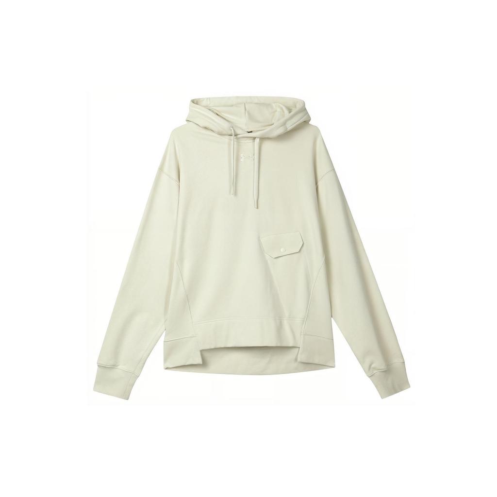 Under Armour Solid Color Casual Loose Fit Hooded Pullover Long Sleeve Sweatshirt Men Sweatshirt Beige 1387974-273
