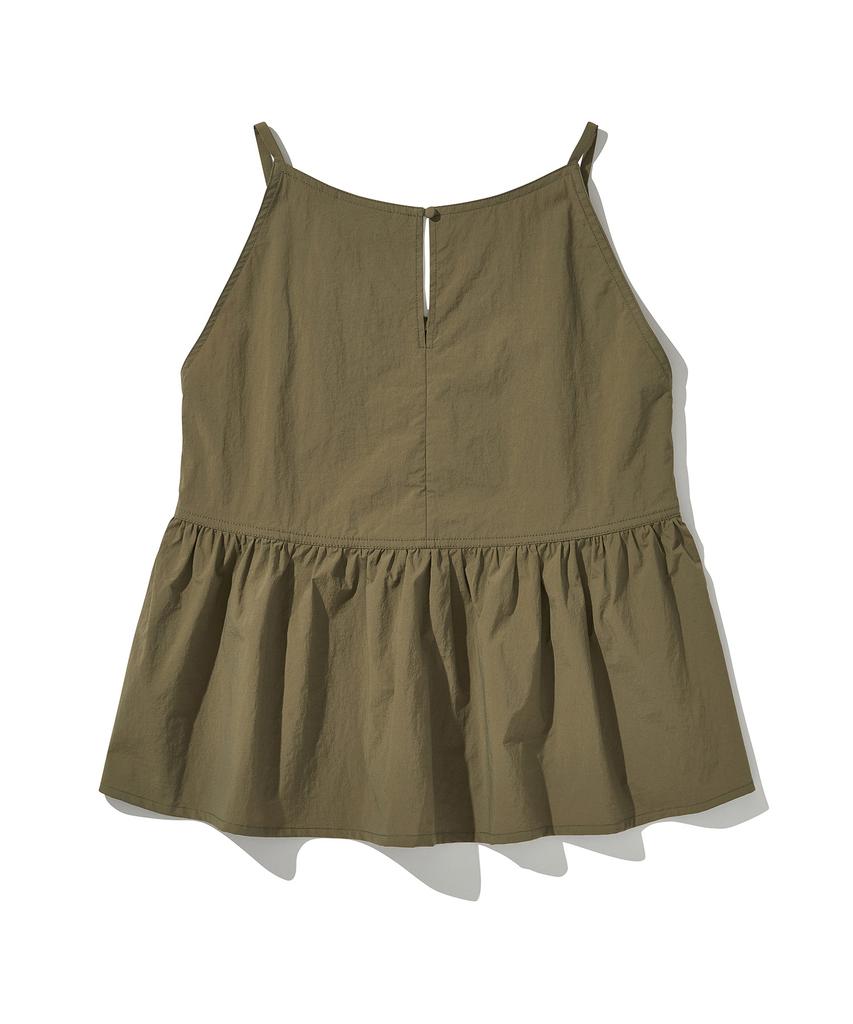 HELEMENT Women'S Peplum Sleeveless Top (Khaki)