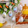 6pcs with Basket Painted Easter Eggs Pendant Colorful Simulation Egg Pendant  Party Favors