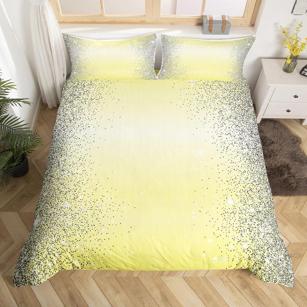 Watercolor Blue Sequin Duvet Cover Queen King Size Girls Teen Bedding Set Eiffel Tower Ombre Diamond Quilt Cover Home Decor