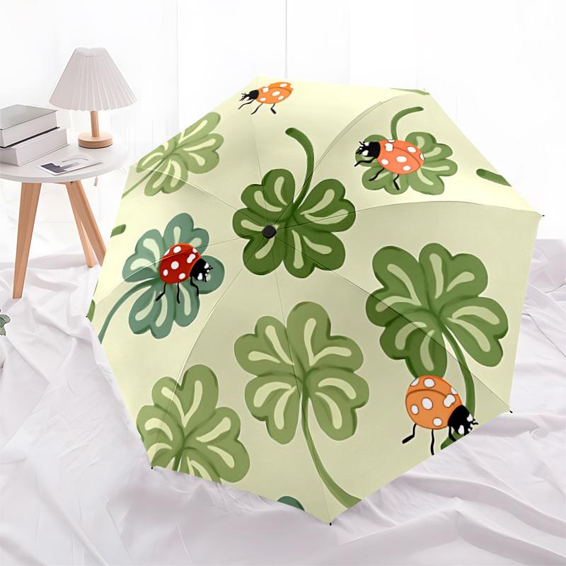 1pc Ladybug, Clover Automatic Folding Umbrella, 8-Rib Durable Frame, Durable Foldable Design - Elegant Gift for Commute yy251210042