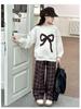 Модный клетчатый брючный костюм для девочек и толстовка с бантом - Осень/Зима 2025