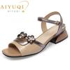Sandals Women Fish Mouth Summer Fashion Genuine Leather Sandals Women Large Size Open-toe Women Sandals