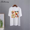 Shellsuning Casaul Kawaii Fruit Printed T Shirt Women Loose O Neck Short Sleeve Base Tees Female Simple Cotton Trendy White Tops