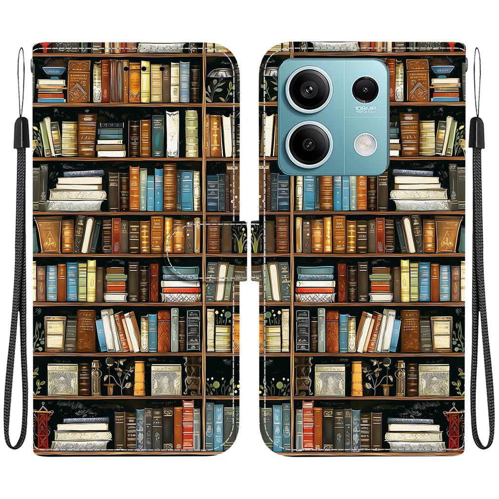 Чехол-книжка из искусственной кожи ручной работы для Xiaomi Redmi Note 13 (5G) Противоскользящий ударопрочный чехол с ремешком на запястье и дизайнами в виде сердец/роз и кошек