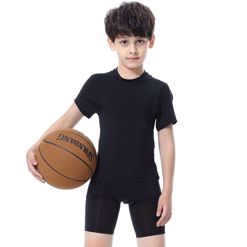 Kids' PRO Sports Fitness Gear: Boys' & Girls' Quick-Dry Running Sets with Long/Short Sleeve Shirts, Elastic Shorts, and Long Pants.