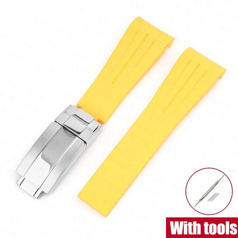 Резиновый ремешок для часов, подходит для Omega x Swatch Moonswatch, 20 мм, складная пряжка из нержавеющей стали для мужчин и женщин, изогнутый сменный ремешок для Rolex