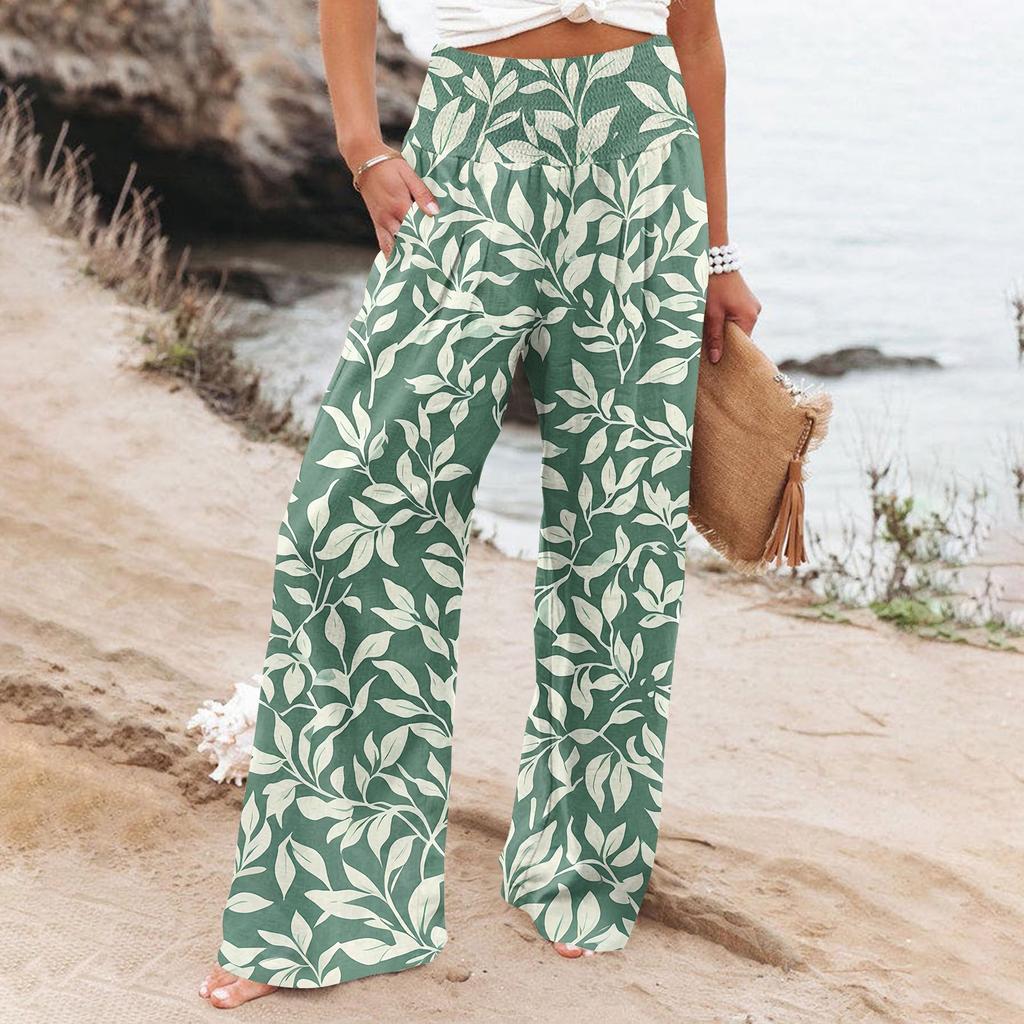 Women's Casual Pants Loose Soft Solid Color Wide Leg Long Pants High Waist Straight Leg Pants