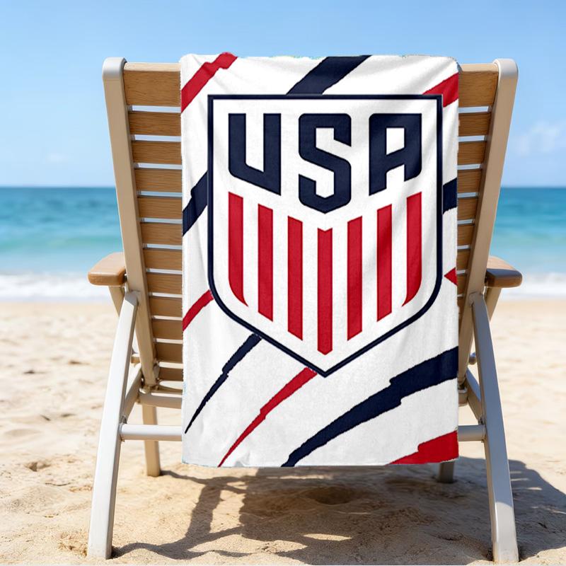 Usa Soccer Emblem Microfiber Beach Towel, Lightweight And Quick-Dry, for Summer Travel, Beach Essential, Swimming Pool Outdoor