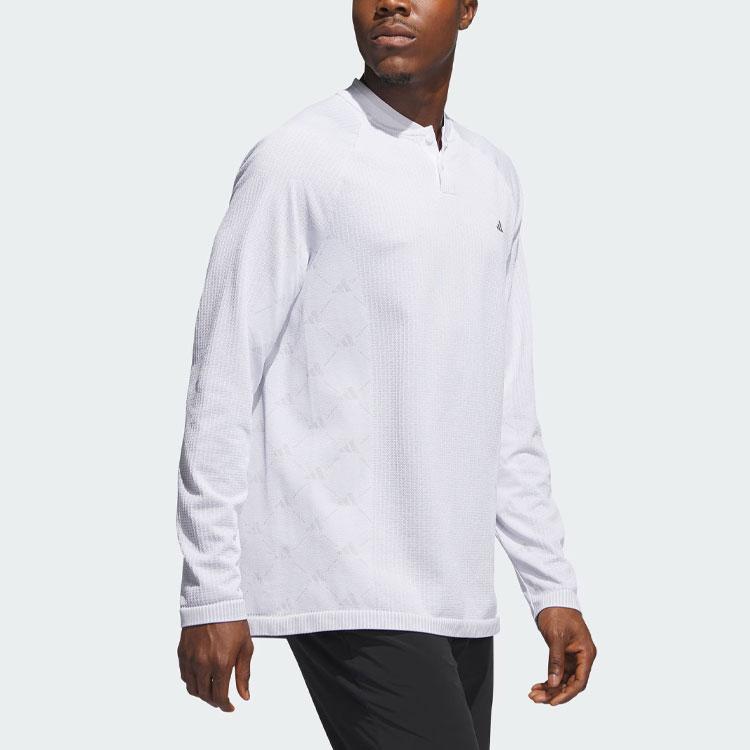 adidas Ultimate365 Tour Primeknit Logo Print Golf Shirt Polo Long Sleeve Men Polo Shirts Light-Grey IL9637