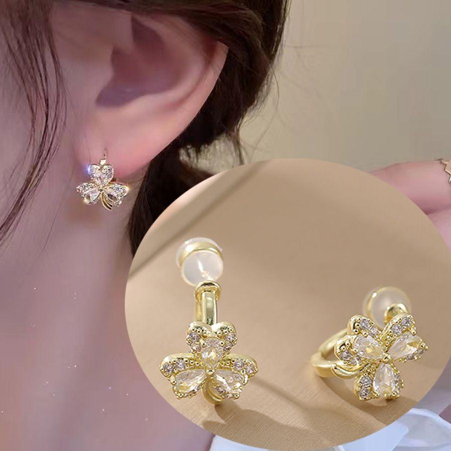 Летние цветы без пирсинга, клипсы, нежные простые серьги со стразами, новые серьги