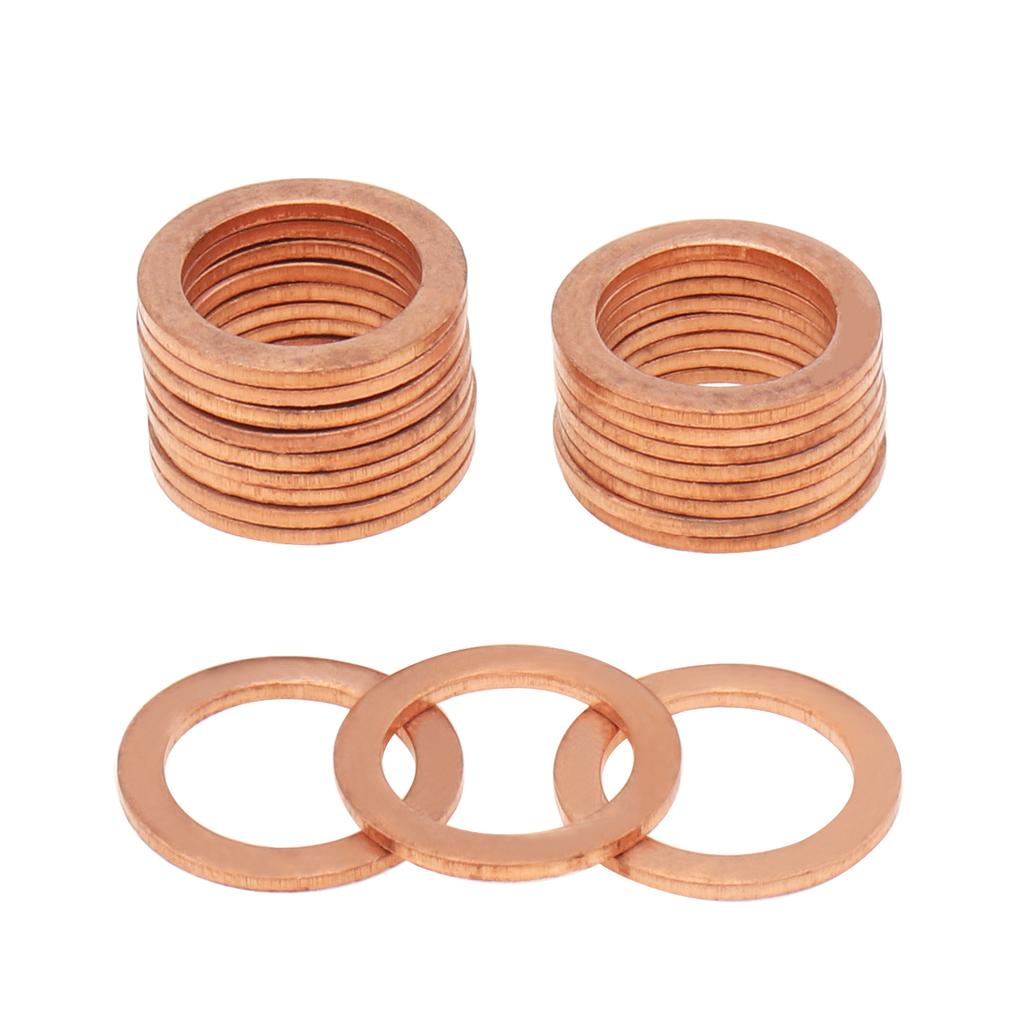 20 шт. M14x1.5 Медные уплотнительные шайбы для сливной пробки масла, уплотнительное кольцо для охлаждающей жидкости, набор прокладок