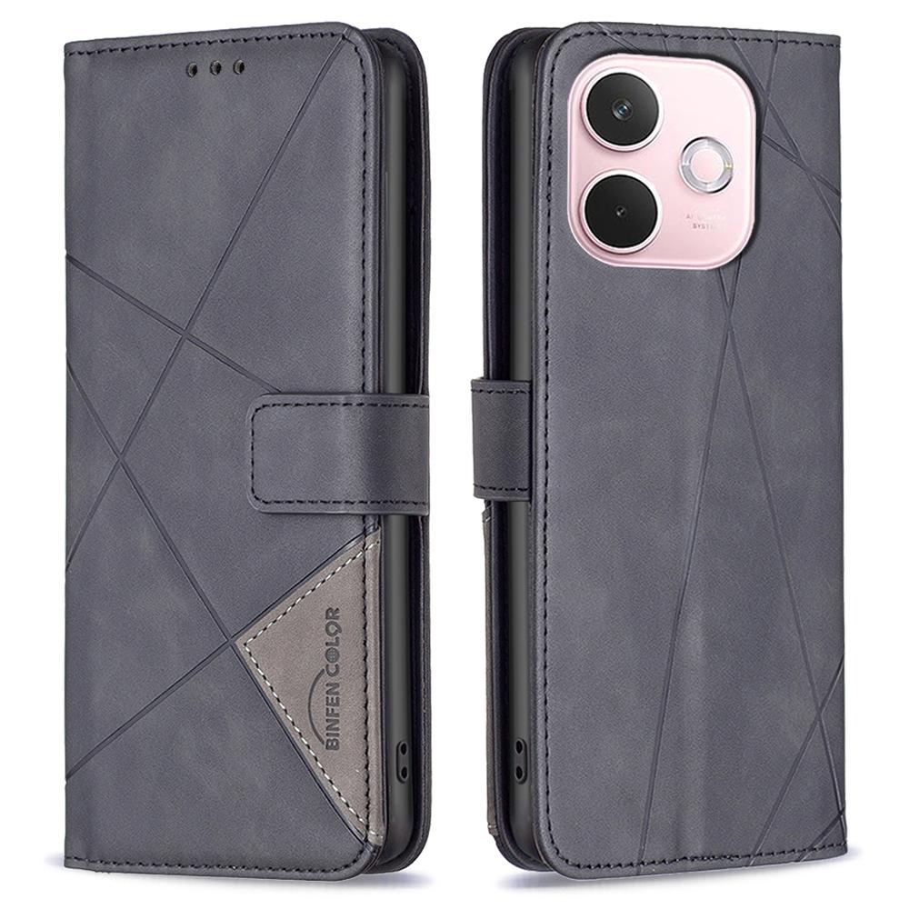 BINFEN COLOR For Oppo A5 Pro 5G Phone Cases Wallet Stand Geometry Imprinted Leather Cover