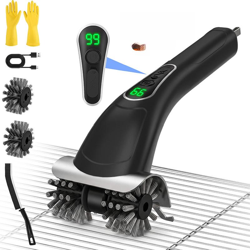 electric barbecue brush, stainless steel wire roller, rechargeable double-headed cleaning brush, outdoor barbecue grill cleaning