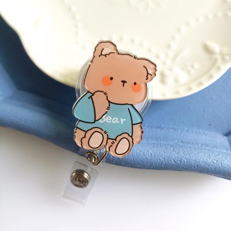 Easy To Pull Badge Holder Clips Name Card Exhibition Enfermera Retractable Badge Reel Cartoon Acrylic ID Card Holder