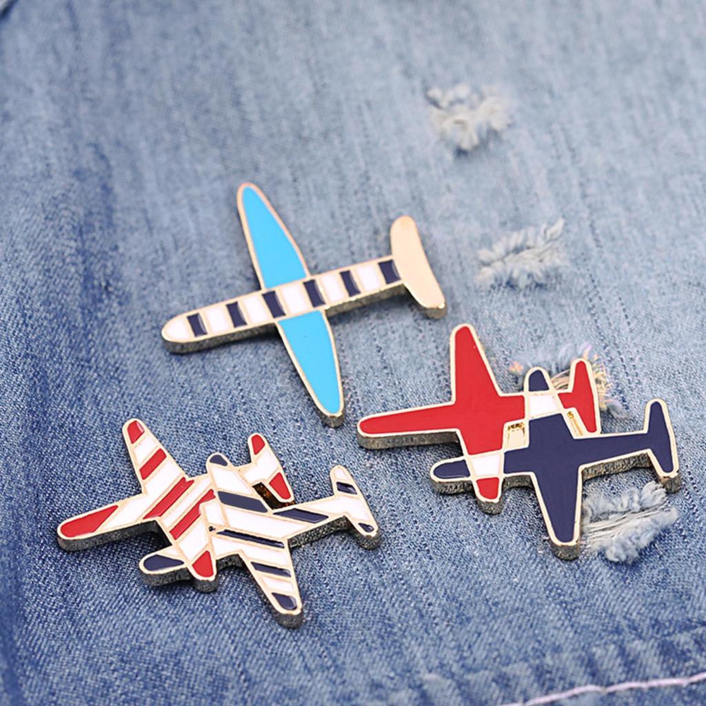 KaminoKa Airplane Pin Illustrated Set of 3 Badge, Style,