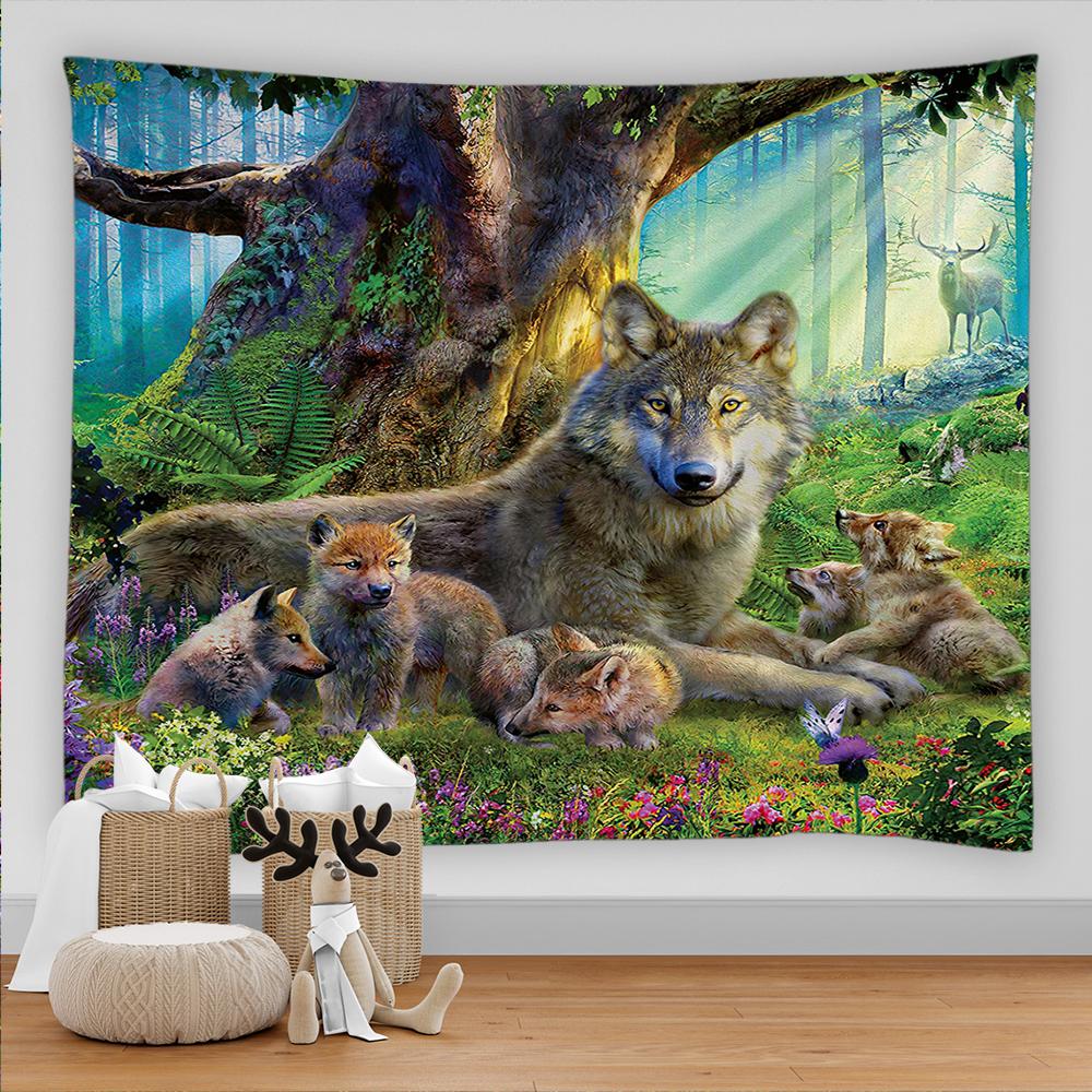 Гобелен со львом, тигром, слоном, животным, гобелен, настенный гобелен, декор в стиле бохо, домашний декор, настенный ковер для спальни, одеяло, диван