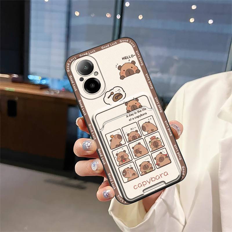 Прочный Модный Дизайн Чехол для Телефона Для Realme C67 4G/Realme12 Lite Слот для Карт Граффити ТПУ Пыленепроницаемый Мультяшный Кармашек для Карт