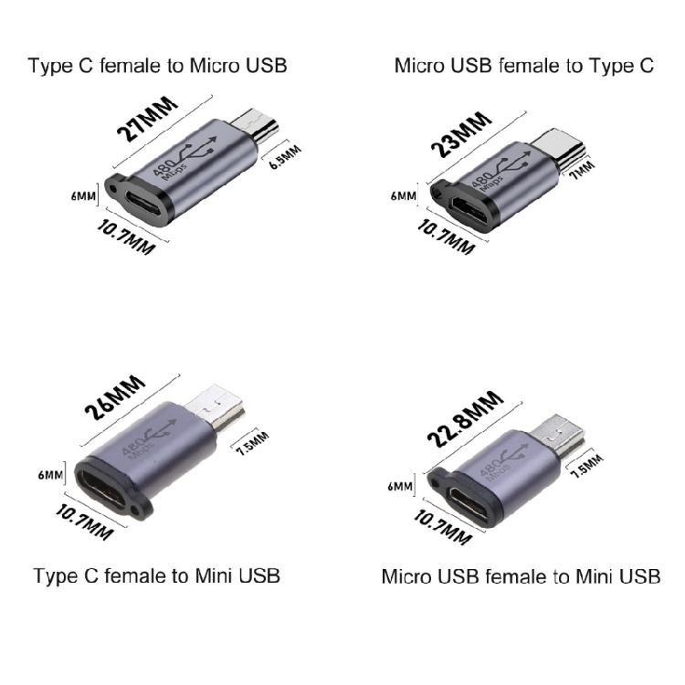 Usb-C To Micro USB Mini USB Adapter Type-C Female To Micro Usb Male Converter for Phone Tablet Camera Charging Adaptor