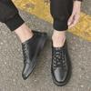 Fashion Simple and Fashionable Men Small Black Shoes 2024 New Lace-up Thick Sole Casual Sneakers Versatile Leather Shoes Men Board Shoes