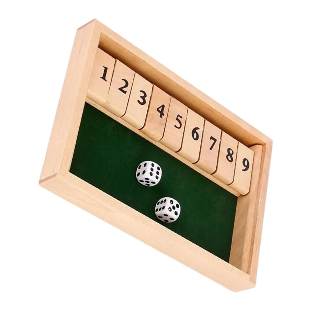 Large Shut The Box Game 12 Dice Board Game Wooden Pub Tabletop Game Box Support For 2 To 4 Players,2 Dice Included For Party
