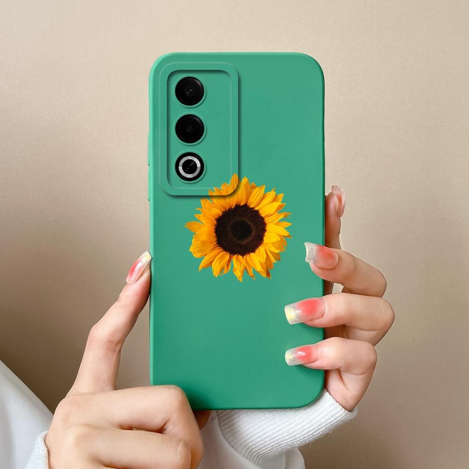 Новый чехол для OPPO A3X A3 Pro Realme 12 13 Plus C63 Pretty Sunflowers Защитная пленка для экрана Матовый жидкий силиконовый защитный чехол для OPPO Чехлы с противоскользящими свойствами