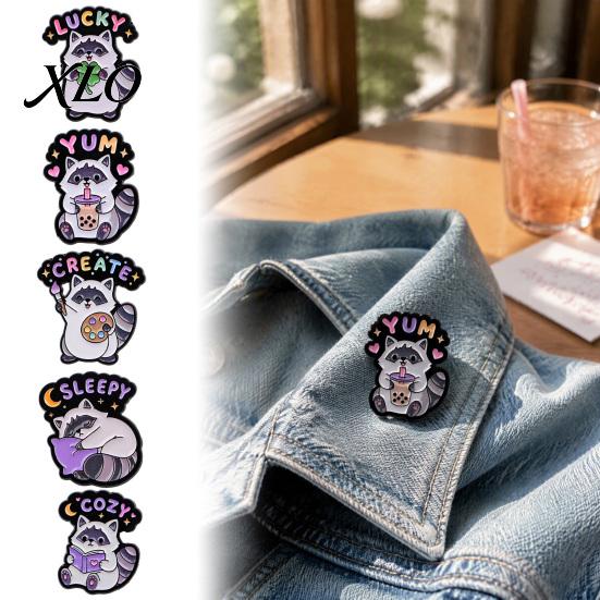 Zinc Alloy Badge Pin Cartoon Raccoon Brooch Pin, Animal Decorative Enamel Badge, Lapel for Jackets Backpacks Hats Scarves