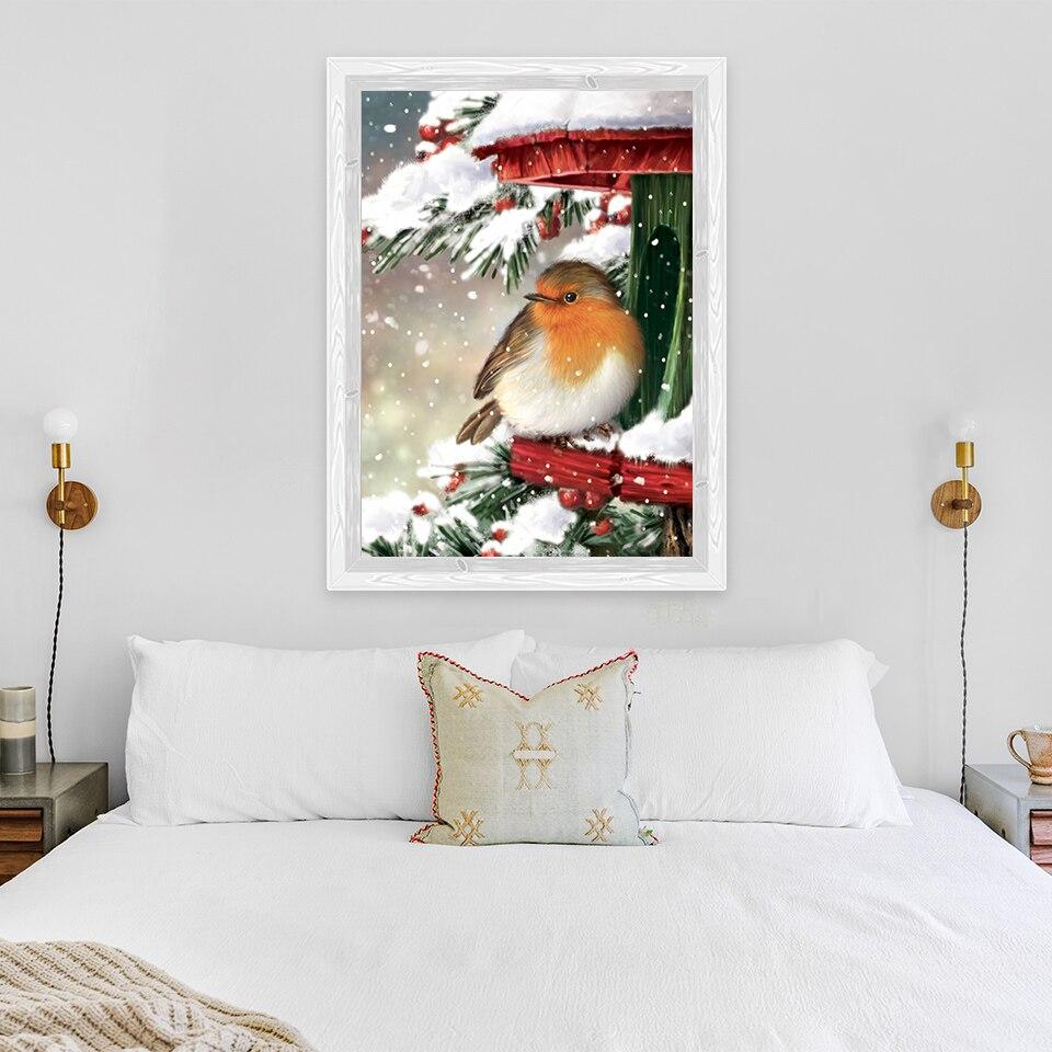 Новый 5D DIY алмазная живопись Снежная птица Алмазная вышивка пейзаж стразы ремесла полная круглая дрель домашний декор художественный подарок