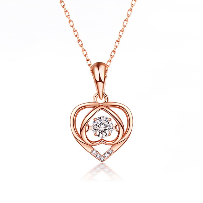 Ожерелье Double Love Heart-spirited для женщин, подвеска Beating Heart, цепочка на ключицу, цепочка на шею