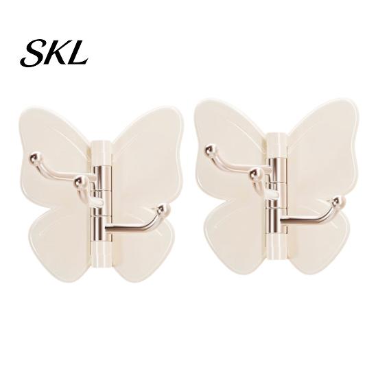 Rotating Wall Hooks Butterfly Adhesive Hooks, 3-Prong No-Drill Swivel Hangers, with No Tools Installation Hook Adjustable Angle Space-Saving Hook, for