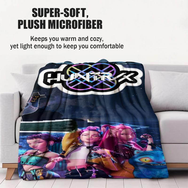 K-POP Demons Hunters Theme Blanket Hot Anime Print Flannel Throw Blanket Perfect Fan Gift Blanket for Sofas, Offices, Camping