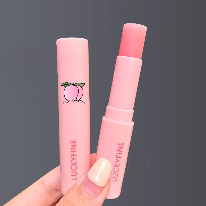 1PC Natural Peach Lip Balm Long-lasting Moisturizing Lipstick Temperature Change Color Lipstick Anti-drying Hydration Lip Care