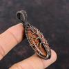 Древо Жизни Кулон из красного дерева и обсидиана Медная проволока Кулон Медные украшения Кулон ручной работы Кулон в проволочной обертке Ювелирные изделия из драгоценных камней для подарка