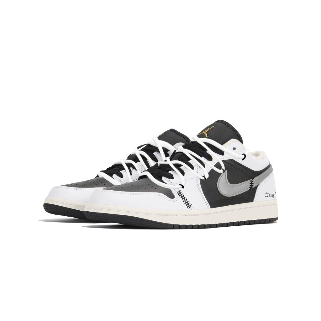 Jordan Air Jordan 1 Устойчивые к истиранию Низкие Скейтбордические Ботинки Унисекс Черно-Белые 553558-172(Команда210-)