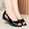 Roman Fashion Soft Leather Fish Mouth Women New Cut-out Wedge Mom Sandals Non-slip Middle-aged Summer Causal Sandals