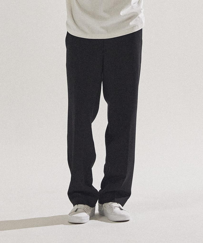 PALAP Unisex Essential Real Wide Elastic Waist Slacks Pants_Pl24F7Pt014_Bk