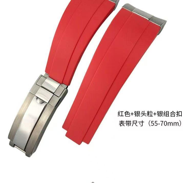 20mm Metal Link Curved End Rubber Watchband For Rolex Submariner DAYTONA Yacht-Master GMT Strap Silicone Bracelets