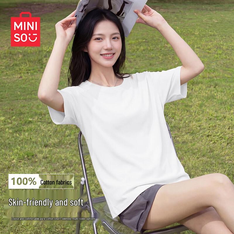 MINISO Женская хлопковая свободная футболка