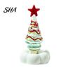 Elegant Holiday Ornament Collectibles Handmade Glass Christmas Tree with Star Top And Colorful Bead Details, Table Centerpieces Desktop Rotating