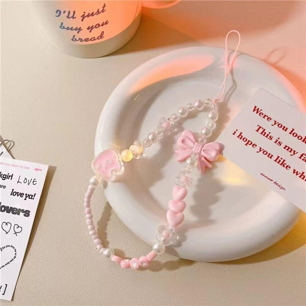 Cartoon Butterfly Bow Phone Chain Candy Colored Phone Wrist Strap Bag Pendant Phone Accessories