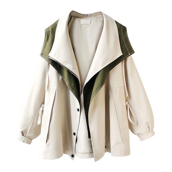 Женская ветровка с капюшоном, лоскутное цветное блоковое застежка-молния и пуговицы, длинные рукава, плотная талия, свободное пальто, куртка в стиле карго для отдыха на открытом воздухе