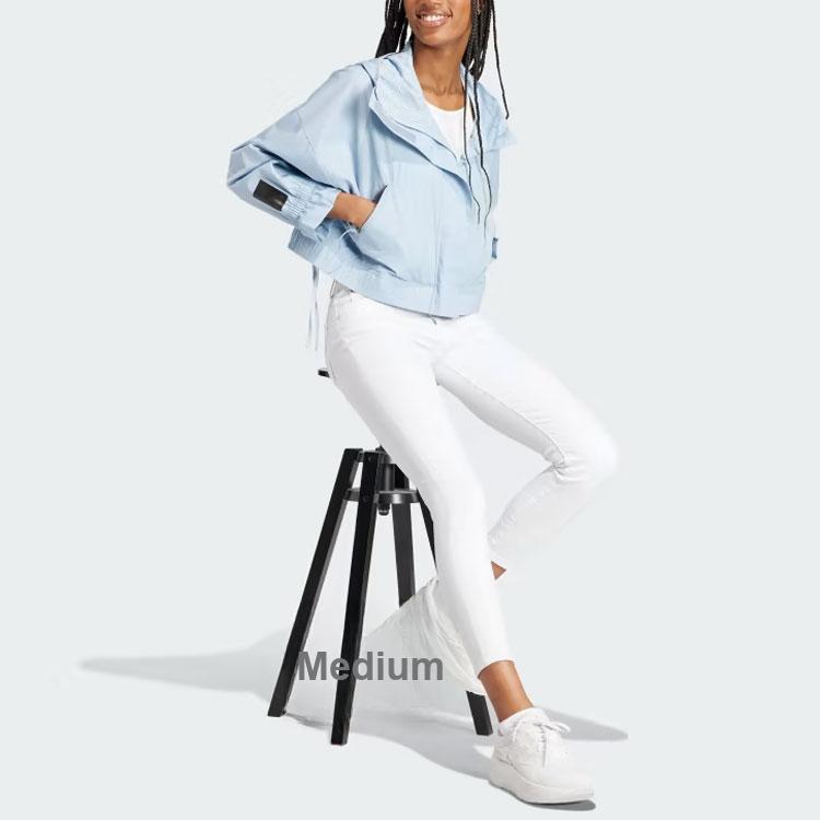 Adidas Городской отдых Толстовка с капюшоном на молнии с капюшоном для женщин светло-голубой HZ2875