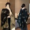 Ginkgo Leaf Cashmere-Feel Shawl Cape: Luxe Autumn/Winter Scarf for Women