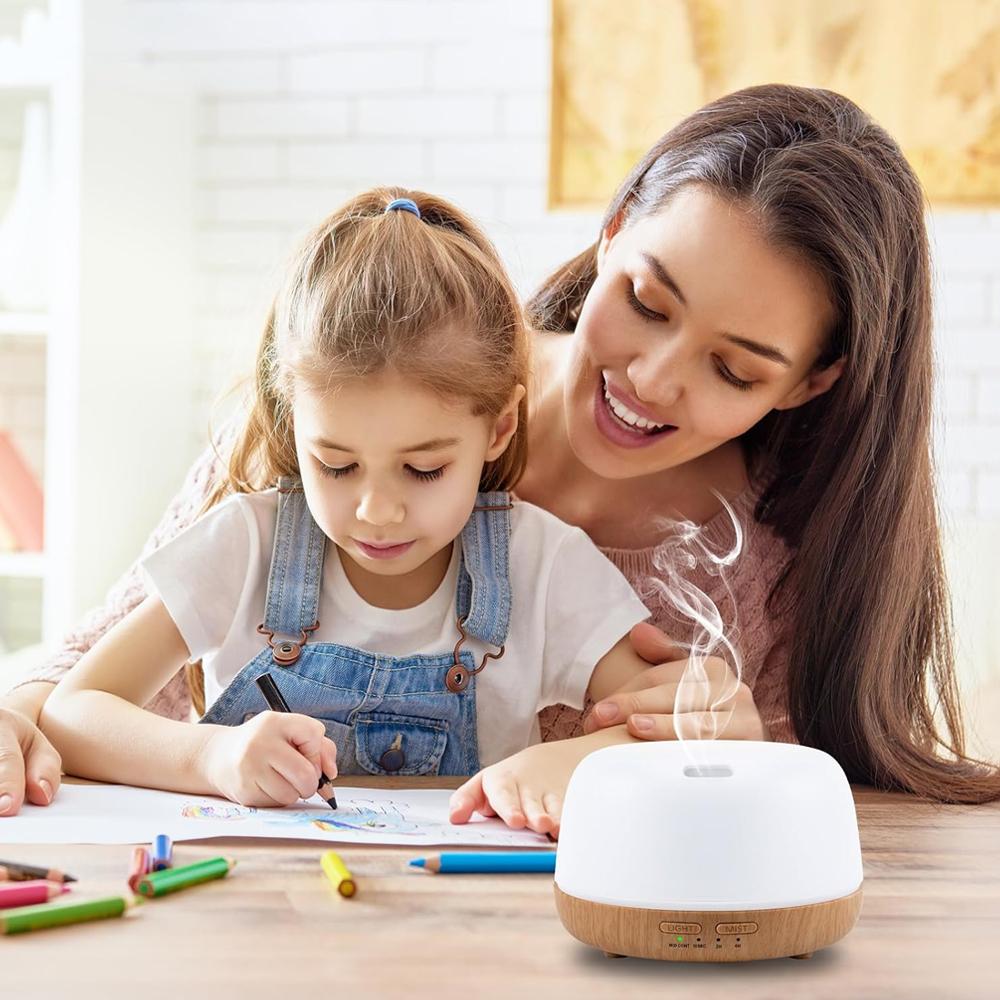 500ML Essential Oil Diffuser with 7-Color LED Lights and Remote Control, Modern Minimalist Design, High-Efficiency Ultrasonic Mi