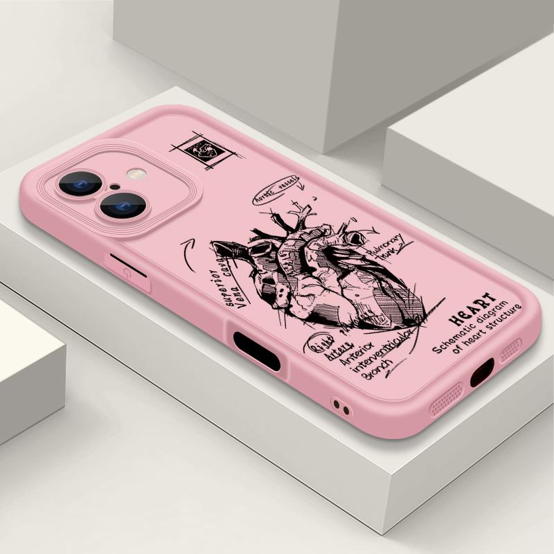 Матовый чехол из ТПУ с рисунком в виде сердца для iPhone 16 Pro Max 15 Pro 14 13 12 11 XS XR 8 7, защита линз, противоударный мягкий силиконовый чехол для телефона