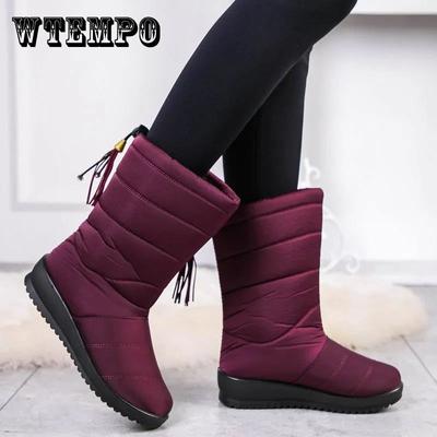 Зимние сапоги, женские зимние непромокаемые нескользящие теплые хлопковые туфли на толстой подошве, бархатные толстые хлопковые ботинки большого размера