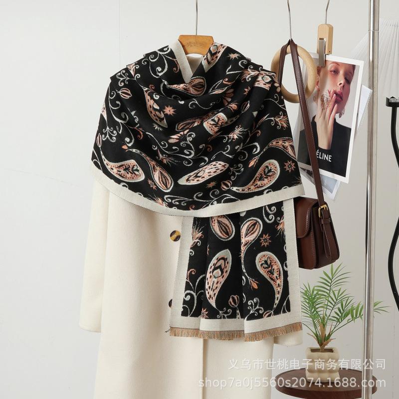 Women S Faux Cashmere Scarf Cashew Pattern Fashion Shawl For Autumn Winter